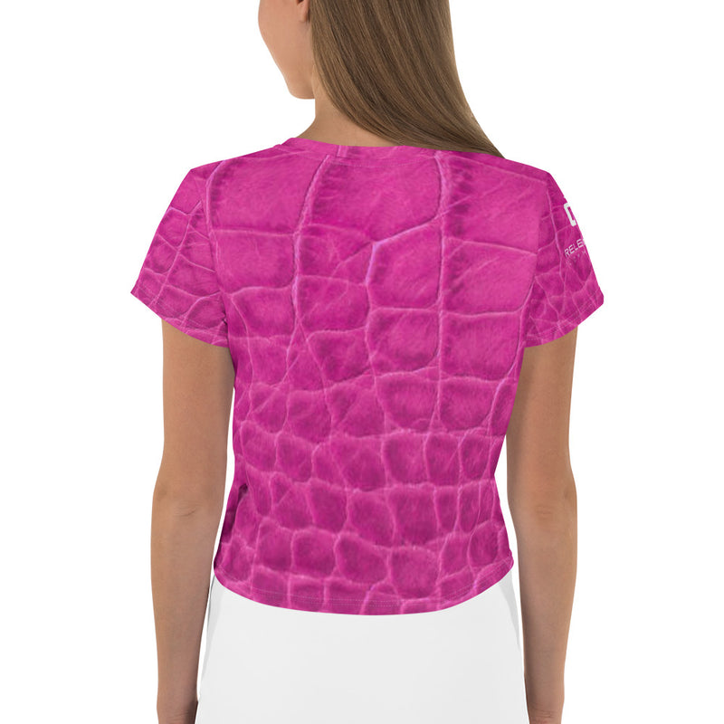 Pink Snake Skin Crop Tee
