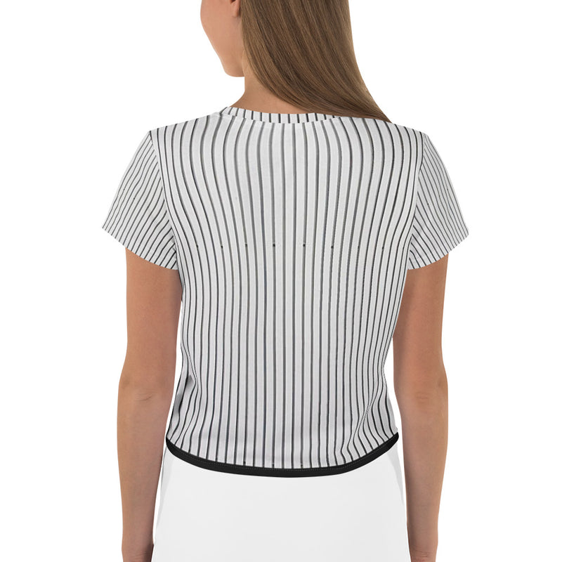 All-Over Print Pin Stripe Black & White Crop Tee
