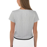 All-Over Print Pin Stripe Black & White Crop Tee