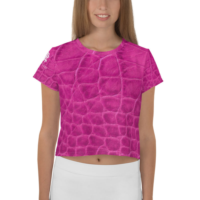 Pink Snake Skin Crop Tee