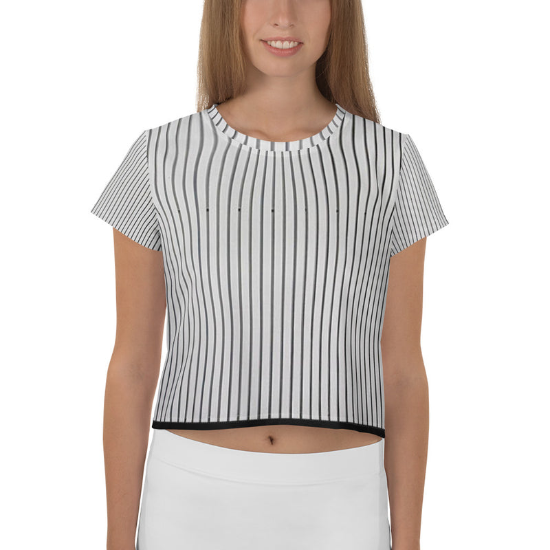 All-Over Print Pin Stripe Black & White Crop Tee