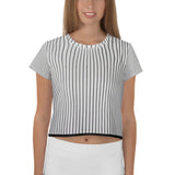 All-Over Print Pin Stripe Black & White Crop Tee