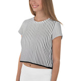 All-Over Print Pin Stripe Black & White Crop Tee