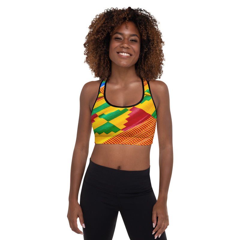 Kente Pattern Padded Sports Bra