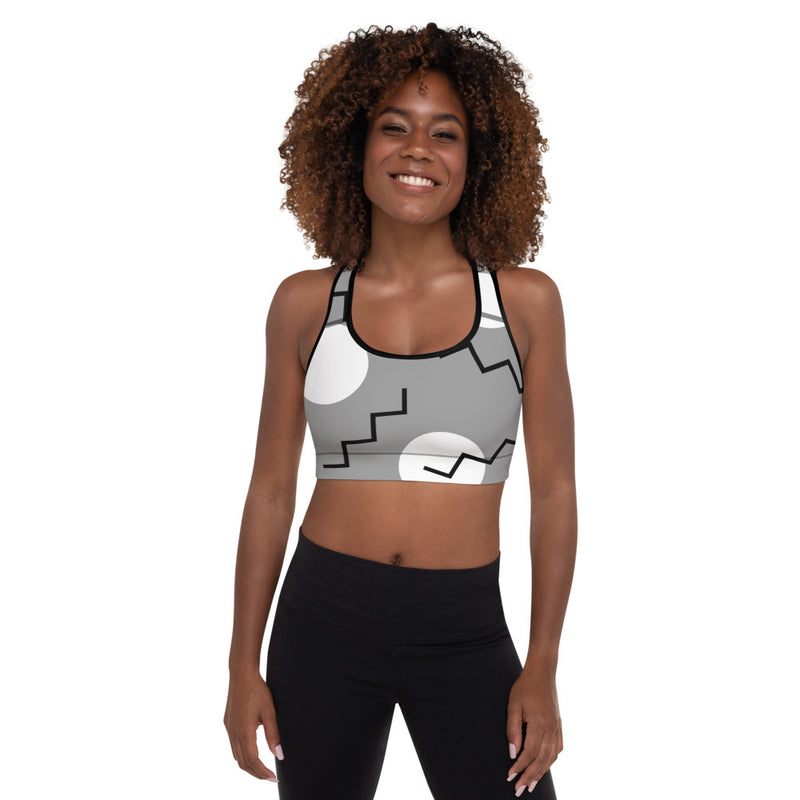 Relentless Commitment Sky Gray Lines Padded Sports Bra