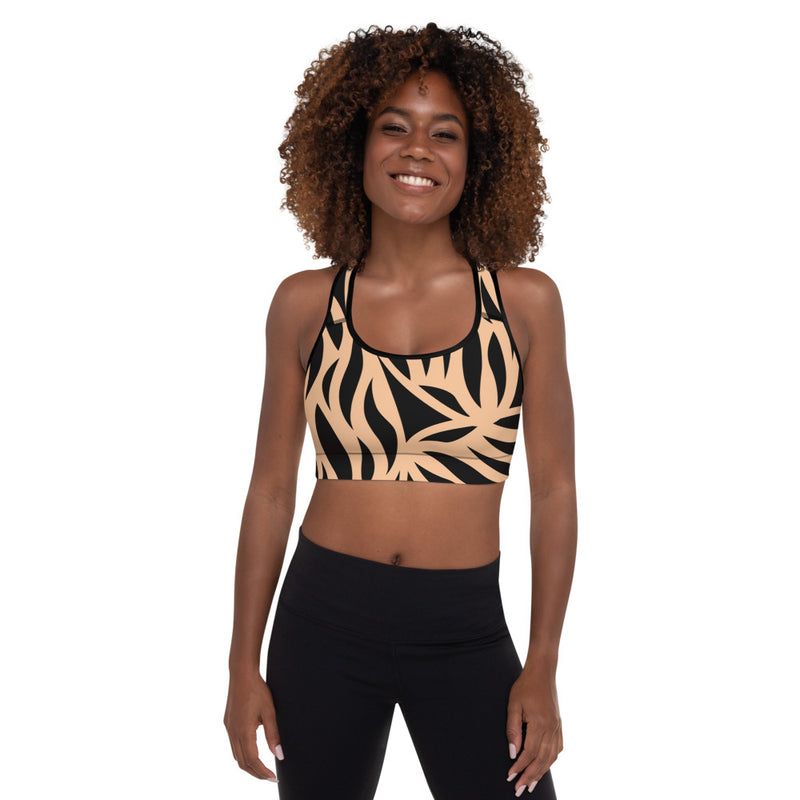Relentless Commitment Black Egg Pattern Padded Sports Bra