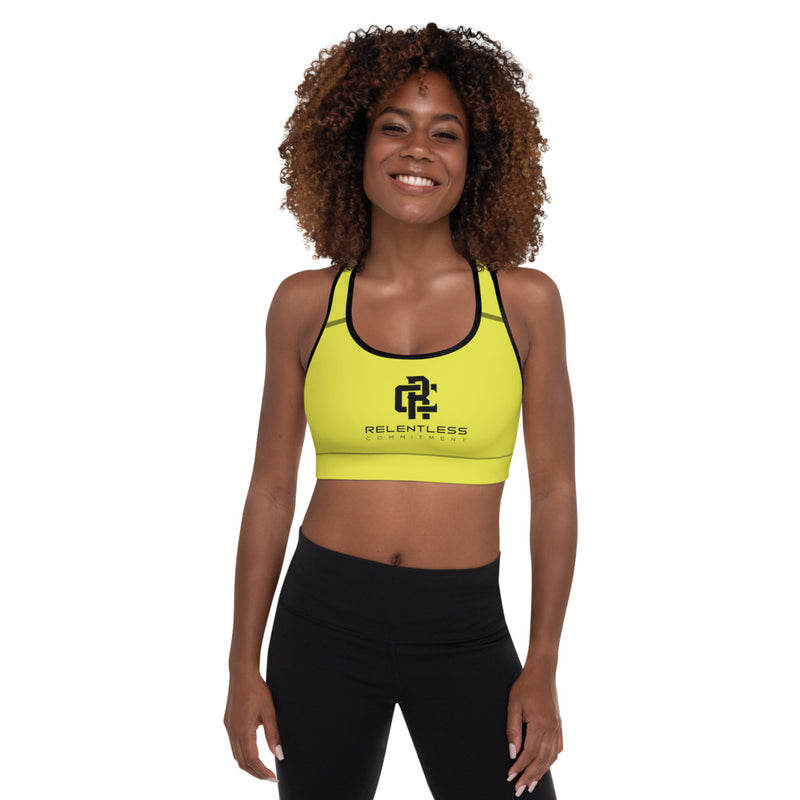 Relentless Commitment Neon Yellow Padded Sports Bra