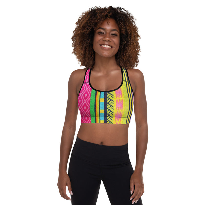 Carnation Kente Padded Sports Bra