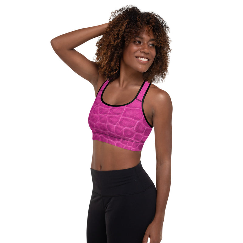 Pink Snake Skin Padded Sports Bra