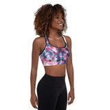 Tie Dye Pattern Padded Sports Bra - Blue