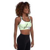 Relentless Commitment Sky Green Lines Padded Sports Bra