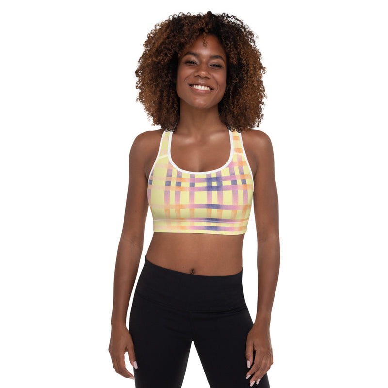 Pin Stripe Alabaster Padded Sports Bra