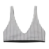 Pin Stripe Black & White Bikini Sports Bra