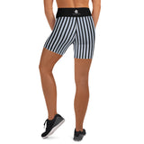 Pin Stripe Flower Blue & White HIgh Waisted Shorts