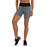 Pin Stripe Flower Blue & White HIgh Waisted Shorts